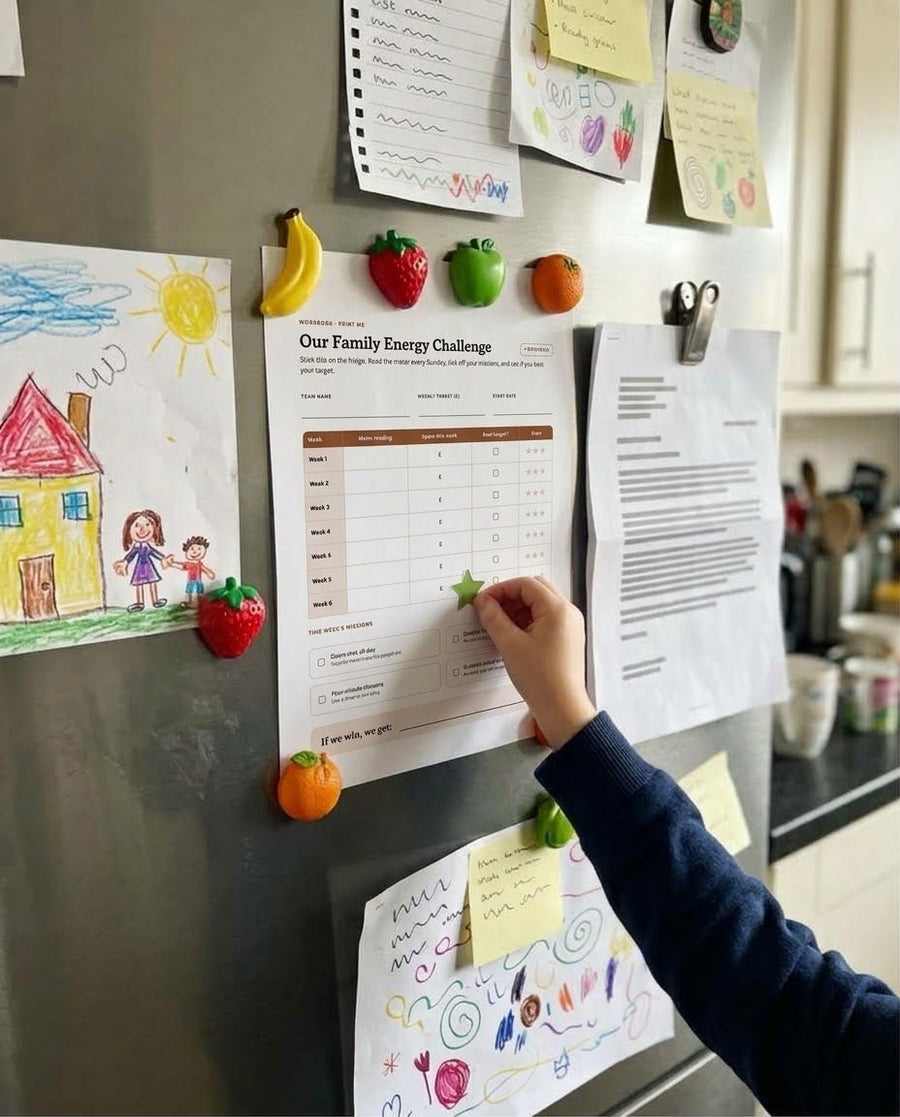 The Family Energy Challenge on the fridge