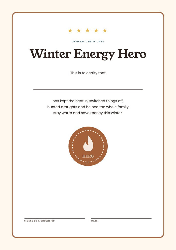 Winter Energy Hero certificate